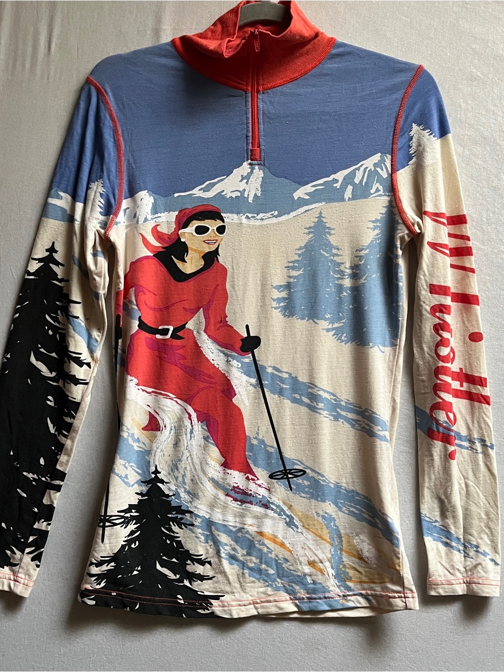 Neve Merino Wool Silk 1/4 Zip Whistler Ski Top XS